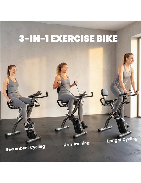SPORTNOW 4-In-1 Folding Exercise Bike with Resistance Bands, Bluetooth App, 8-Level Magnetic Resistance, LCD Display, Black - pic 213058 | FastDaddyshop