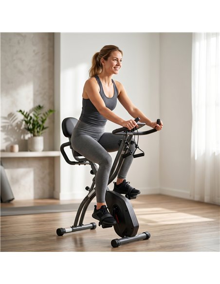 SPORTNOW 4-In-1 Folding Exercise Bike with Resistance Bands, Bluetooth App, 8-Level Magnetic Resistance, LCD Display, Black - pic 213062 | FastDaddyshop