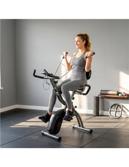 SPORTNOW 4-In-1 Folding Exercise Bike with Resistance Bands, Bluetooth App, 8-Level Magnetic Resistance, LCD Display, Black - pic 213063 | FastDaddyshop