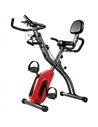 SPORTNOW 4-In-1 Folding Exercise Bike with Resistance Bands, Bluetooth App, 8-Level Magnetic Resistance, LCD Display, Red