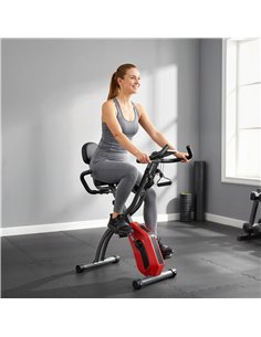 SPORTNOW 4-In-1 Folding Exercise Bike with Resistance Bands, Bluetooth App, 8-Level Magnetic Resistance, LCD Display, Red 2