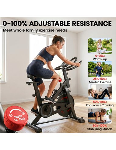 SPORTNOW Exercise Bike, Indoor Stationary Bike with Smart APP, 0-100% Magnetic Resistance, Adjustable Seat & Handlebars