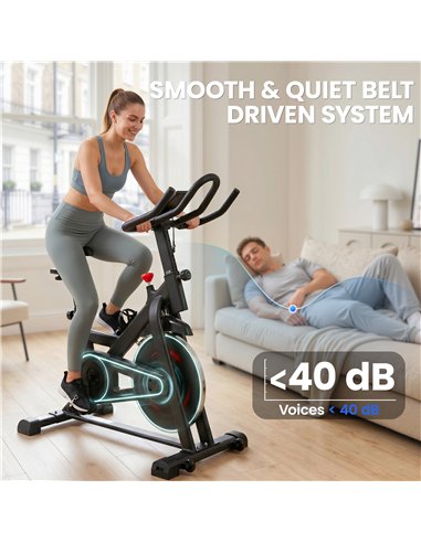 SPORTNOW Exercise Bike, Indoor Stationary Bike with Smart APP, 0-100% Magnetic Resistance, Adjustable Seat & Handlebars