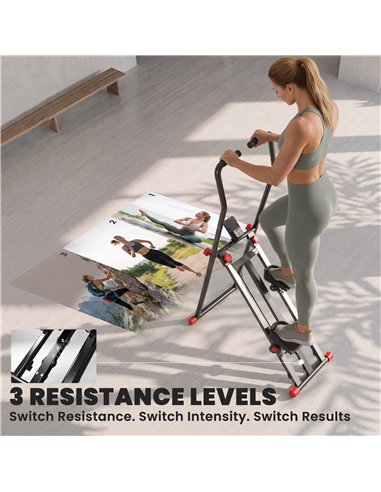 SPORTNOW Stair Stepper for Home Gym with 3 Resistances, Foldable Vertical Stair Climber with Adjustable Handlebar, LCD Monitor