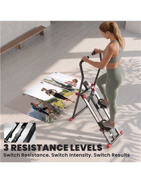 SPORTNOW Stair Stepper for Home Gym with 3 Resistances, Foldable Vertical Stair Climber with Adjustable Handlebar, LCD Monitor - pic 213085 | FastDaddyshop