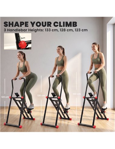 SPORTNOW Stair Stepper for Home Gym with 3 Resistances, Foldable Vertical Stair Climber with Adjustable Handlebar, LCD Monitor