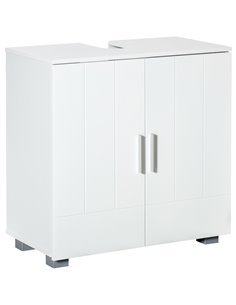 Kleankin Pedestal Under Sink Cabinet with Double Doors, Adjustable Shelf, White