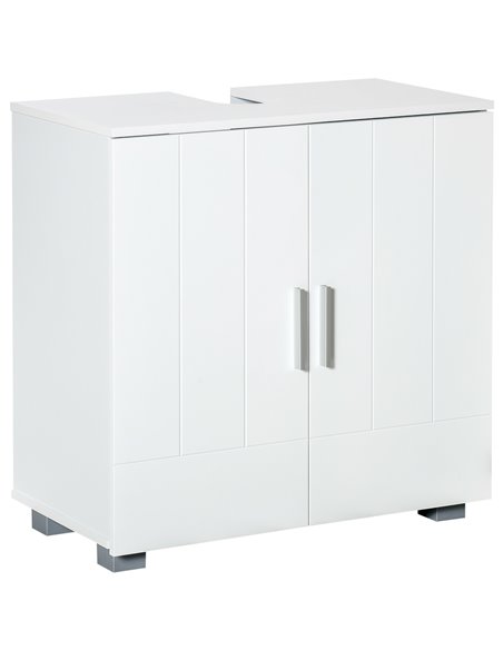 Kleankin Pedestal Under Sink Cabinet with Double Doors, Adjustable Shelf, White - pic 21309 | FastDaddyshop