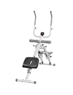 SPORTNOW 2-in-1 Ab Machine and Stair Stepper, Foldable Ab Trainer and Climbing Machine with LCD Monitor for Home Gym, White