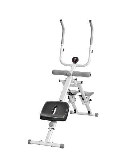 SPORTNOW 2-in-1 Ab Machine and Stair Stepper, Foldable Ab Trainer and Climbing Machine with LCD Monitor for Home Gym, White - pic 213091 | FastDaddyshop