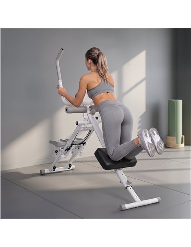 SPORTNOW 2-in-1 Ab Machine and Stair Stepper, Foldable Ab Trainer and Climbing Machine with LCD Monitor for Home Gym, White