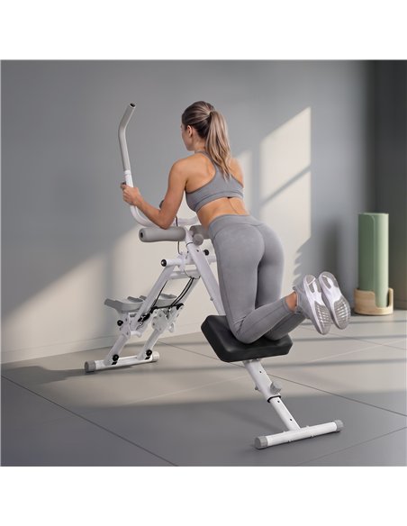 SPORTNOW 2-in-1 Ab Machine and Stair Stepper, Foldable Ab Trainer and Climbing Machine with LCD Monitor for Home Gym, White - pic 213092 | FastDaddyshop