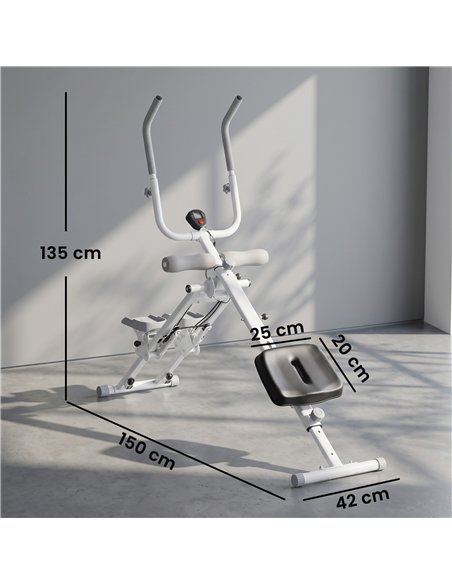 SPORTNOW 2-in-1 Ab Machine and Stair Stepper, Foldable Ab Trainer and Climbing Machine with LCD Monitor for Home Gym, White - pic 213093 | FastDaddyshop