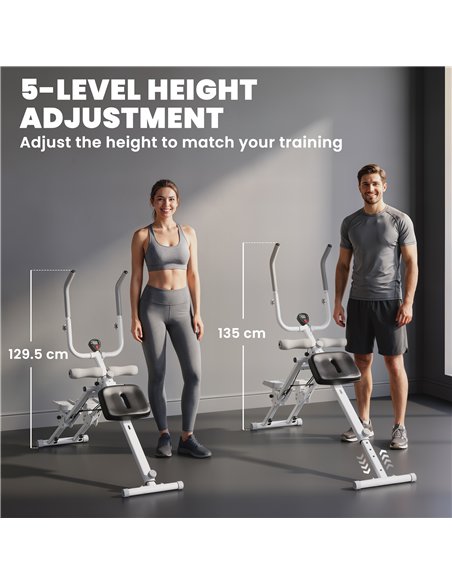 SPORTNOW 2-in-1 Ab Machine and Stair Stepper, Foldable Ab Trainer and Climbing Machine with LCD Monitor for Home Gym, White - pic 213095 | FastDaddyshop