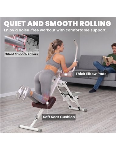 SPORTNOW 2-in-1 Ab Machine and Stair Stepper, Foldable Ab Trainer and Climbing Machine with LCD Monitor for Home Gym, White