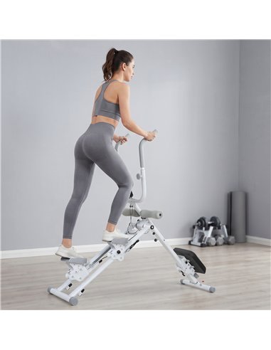 SPORTNOW 2-in-1 Ab Machine and Stair Stepper, Foldable Ab Trainer and Climbing Machine with LCD Monitor for Home Gym, White