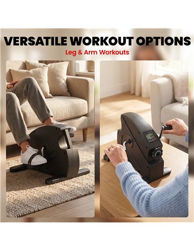 SPORTNOW Mini Exercise Bike with Stepless Adjustable Resistance, LCD Display and 4-Level Pedal Straps for Home Workout, Black