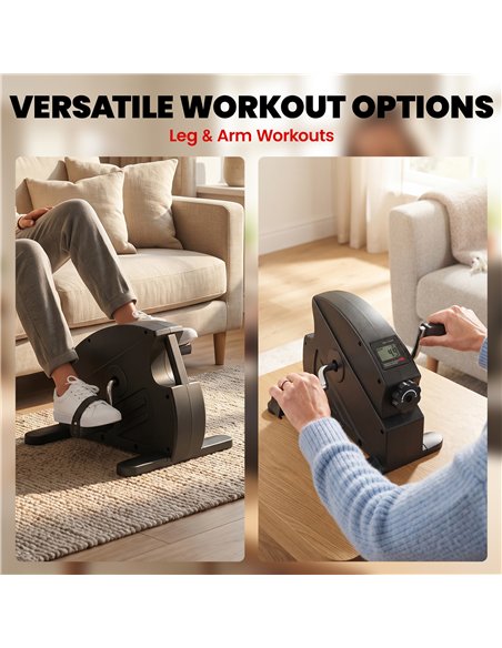SPORTNOW Mini Exercise Bike with Stepless Adjustable Resistance, LCD Display and 4-Level Pedal Straps for Home Workout, Black - pic 213103 | FastDaddyshop