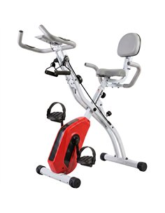 SPORTNOW 4-In-1 Folding Exercise Bike with Resistance Bands, Bluetooth App, 8-Level Magnetic Resistance, LCD Display, Orange