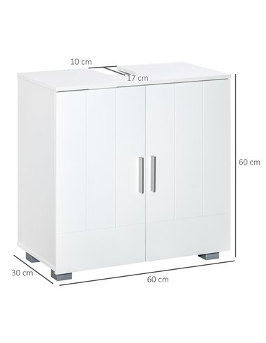 Kleankin Pedestal Under Sink Cabinet with Double Doors, Adjustable Shelf, White