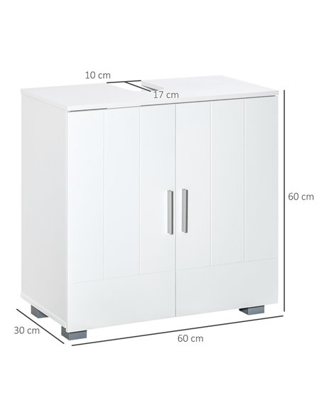 Kleankin Pedestal Under Sink Cabinet with Double Doors, Adjustable Shelf, White - pic 21311 | FastDaddyshop