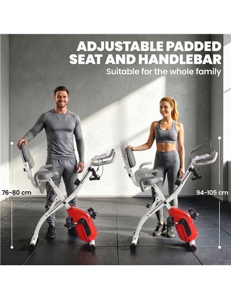 SPORTNOW 4-In-1 Folding Exercise Bike with Resistance Bands, Bluetooth App, 8-Level Magnetic Resistance, LCD Display, Orange - pic 213115 | FastDaddyshop