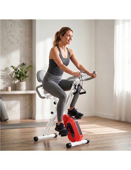 SPORTNOW 4-In-1 Folding Exercise Bike with Resistance Bands, Bluetooth App, 8-Level Magnetic Resistance, LCD Display, Orange - pic 213116 | FastDaddyshop