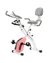 SPORTNOW 4-In-1 Folding Exercise Bike with Resistance Bands, Bluetooth App, 8-Level Magnetic Resistance, LCD Display, Pink