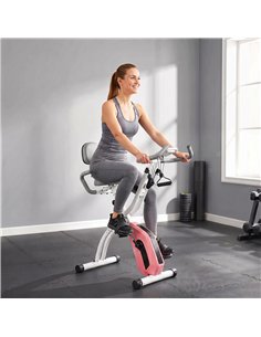 SPORTNOW 4-In-1 Folding Exercise Bike with Resistance Bands, Bluetooth App, 8-Level Magnetic Resistance, LCD Display, Pink 2