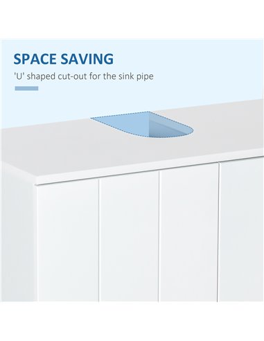 Kleankin Pedestal Under Sink Cabinet with Double Doors, Adjustable Shelf, White