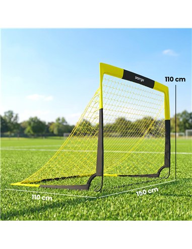 SPORTNOW Set of 2 Pop Up Football Goal, Portable Folding Football Net with Carry Bag, 8 U-Shaped Ground Stakes, Fibreglass Pole