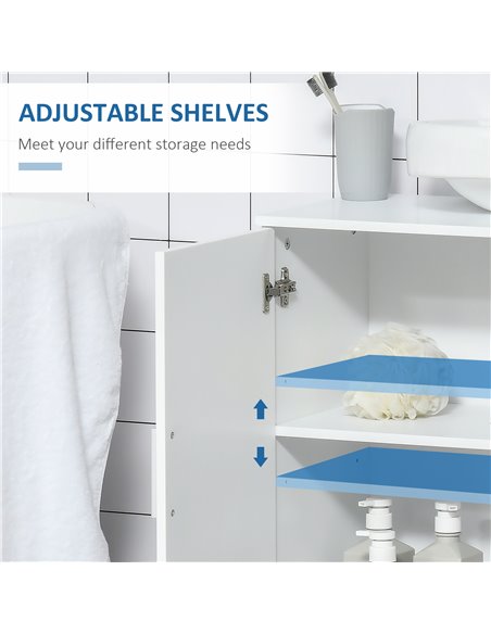 Kleankin Pedestal Under Sink Cabinet with Double Doors, Adjustable Shelf, White - pic 21313 | FastDaddyshop