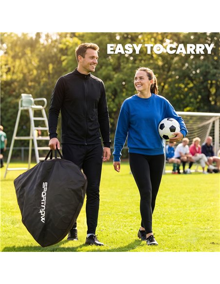 SPORTNOW Set of 2 Pop Up Football Goal, Portable Folding Football Net with Carry Bag, 8 U-Shaped Ground Stakes, Fibreglass Pole - pic 213132 | FastDaddyshop