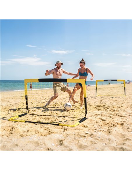 SPORTNOW Set of 2 Pop Up Football Goal, Portable Folding Football Net with Carry Bag, 8 U-Shaped Ground Stakes, Fibreglass Pole - pic 213135 | FastDaddyshop