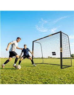SPORTNOW Football Goal, 10 x 6.5ft Football Net with Ground Stakes, EPE Foam Padding and Metal Frame, Easy Assembly, Yellow 2