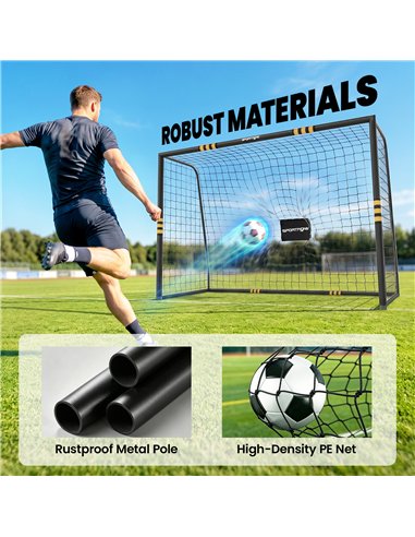 SPORTNOW Football Goal, 10 x 6.5ft Football Net with Ground Stakes, EPE Foam Padding and Metal Frame, Easy Assembly, Yellow