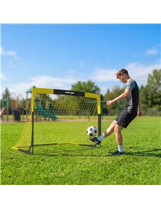 SPORTNOW Pop Up Football Goal, Portable Folding Football Net with Carry Bag, 4 U-Shaped Ground Stakes, Fibreglass Pole 2