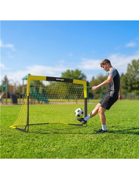 SPORTNOW Pop Up Football Goal, Portable Folding Football Net with Carry Bag, 4 U-Shaped Ground Stakes, Fibreglass Pole - pic 213146 | FastDaddyshop