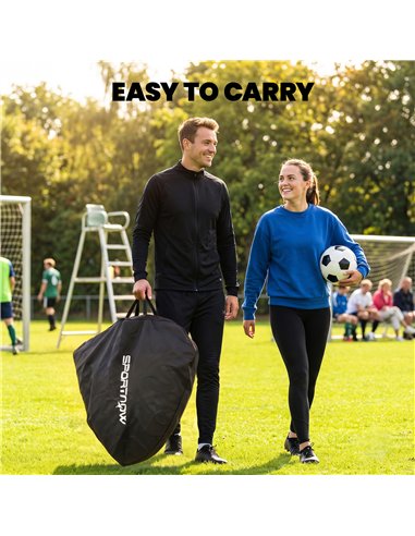 SPORTNOW Pop Up Football Goal, Portable Folding Football Net with Carry Bag, 4 U-Shaped Ground Stakes, Fibreglass Pole