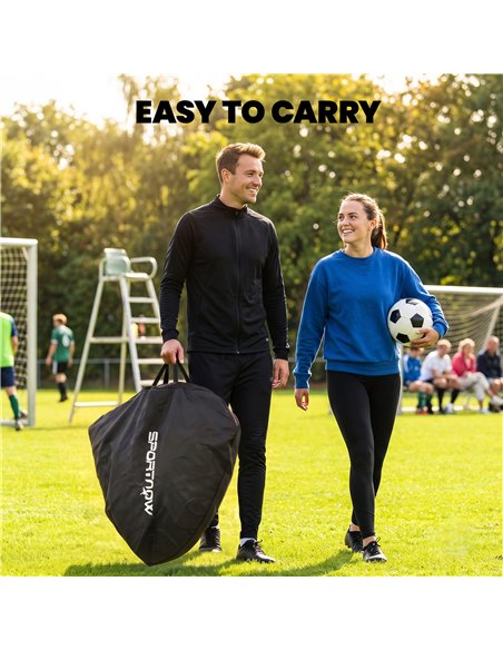 SPORTNOW Pop Up Football Goal, Portable Folding Football Net with Carry Bag, 4 U-Shaped Ground Stakes, Fibreglass Pole - pic 213150 | FastDaddyshop