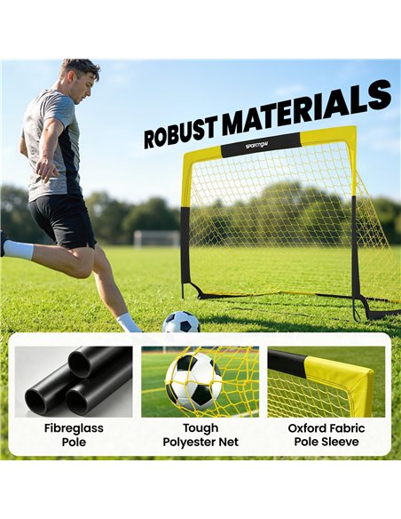 SPORTNOW Pop Up Football Goal, Portable Folding Football Net with Carry Bag, 4 U-Shaped Ground Stakes, Fibreglass Pole - pic 213151 | FastDaddyshop