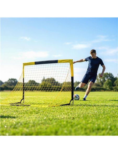 SPORTNOW Pop Up Football Goal, Portable Folding Football Net with Carry Bag, 4 U-Shaped Ground Stakes, Fibreglass Pole - pic 213152 | FastDaddyshop