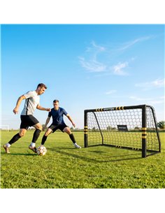 SPORTNOW Football Goal, 6 x 4ft Portable Football Net with EPE Foam Padding, PVC Tube Covers Ground Stakes and Metal Frame 2