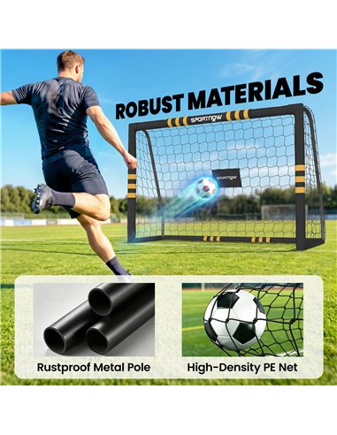SPORTNOW Football Goal, 6 x 4ft Portable Football Net with EPE Foam Padding, PVC Tube Covers Ground Stakes and Metal Frame
