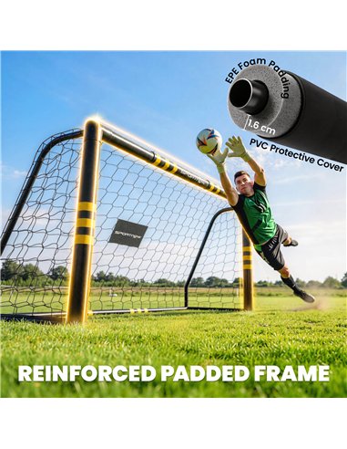 SPORTNOW Football Goal, 6 x 4ft Portable Football Net with EPE Foam Padding, PVC Tube Covers Ground Stakes and Metal Frame