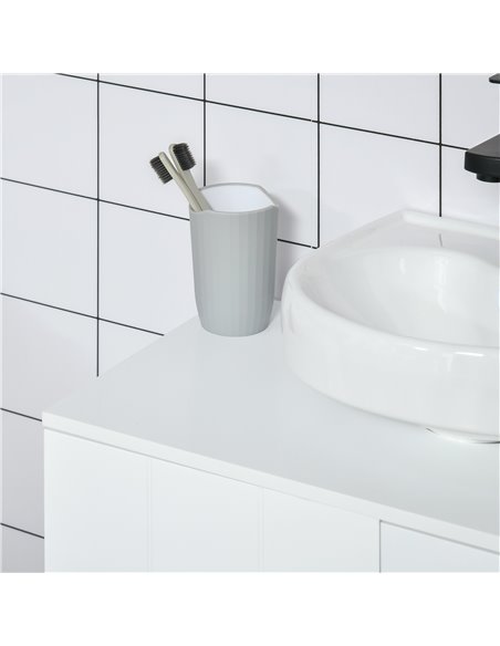Kleankin Pedestal Under Sink Cabinet, Modern Bathroom Vanity Unit, Storage Cupboard with Double Doors, Adjustable Shelf, White - pic 21316 | FastDaddyshop