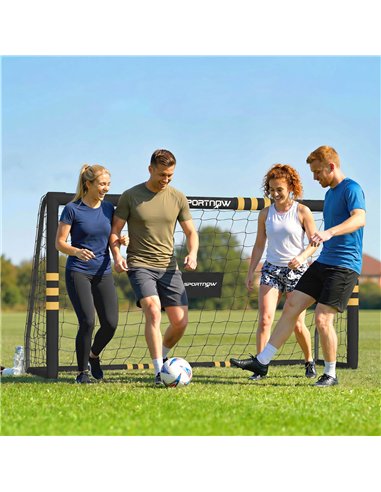 SPORTNOW Football Goal, 6 x 4ft Portable Football Net with EPE Foam Padding, PVC Tube Covers Ground Stakes and Metal Frame