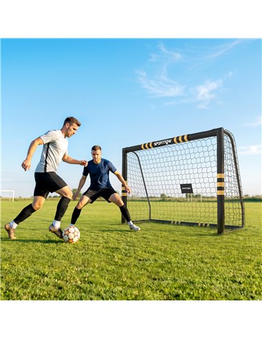 SPORTNOW Football Goal, 8 x 5ft Portable Football Net with EPE Foam Padding, PVC Tube Covers Ground Stakes and Metal Frame