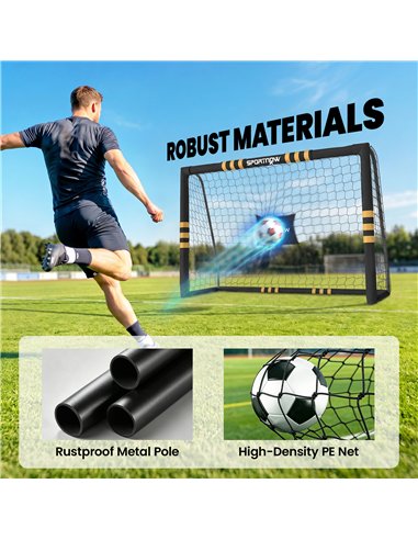 SPORTNOW Football Goal, 8 x 5ft Portable Football Net with EPE Foam Padding, PVC Tube Covers Ground Stakes and Metal Frame