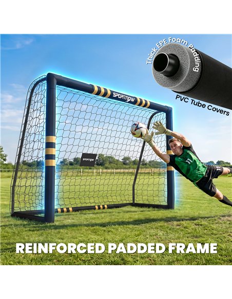SPORTNOW Football Goal, 8 x 5ft Portable Football Net with EPE Foam Padding, PVC Tube Covers Ground Stakes and Metal Frame - pic 213167 | FastDaddyshop